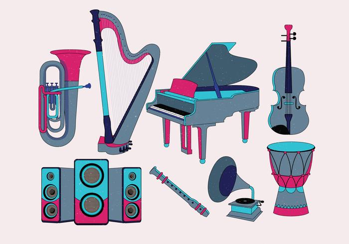 Musical Instruments Knolling Vol 2 Vector