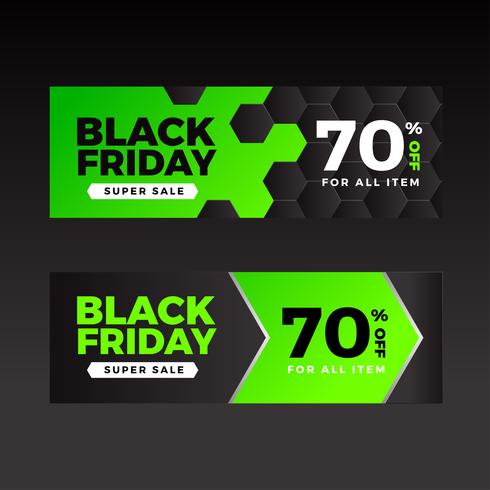 Black Friday Sale Banners Green Template vector