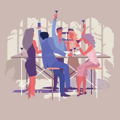 Group of Friends Toasting Wine Glasses , Selfie and Having Fun Outdoors vector
