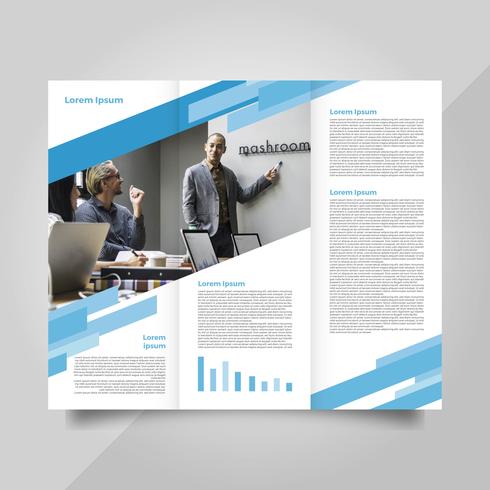 Flat Modern Professional Blue Brochure Vector Template 