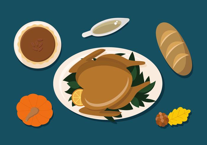 Thanksgiving Dinner Flat Vector