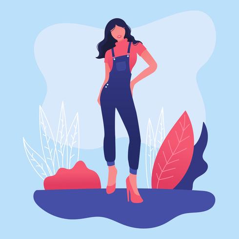 Model in Overalls Vector