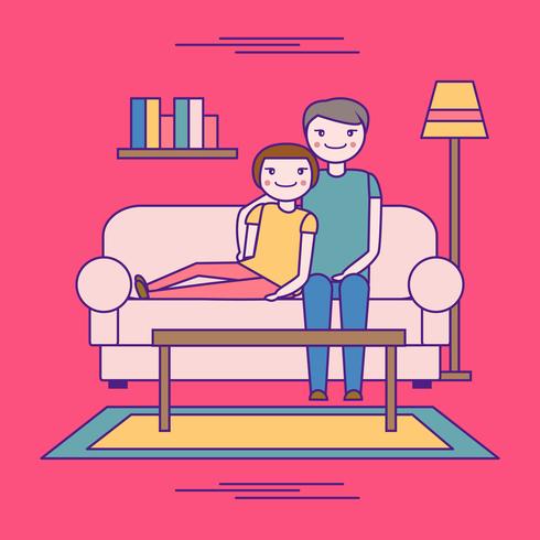 Chill Couple On The Couch Vector