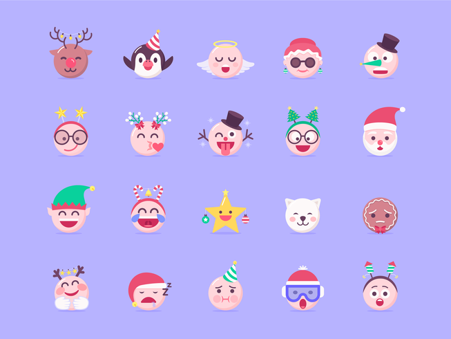 Conjunto de vectores de Navidad Emoji