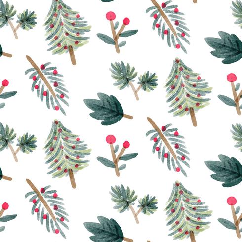 Cute Chritsmas Leaves With Tree Pattern vector