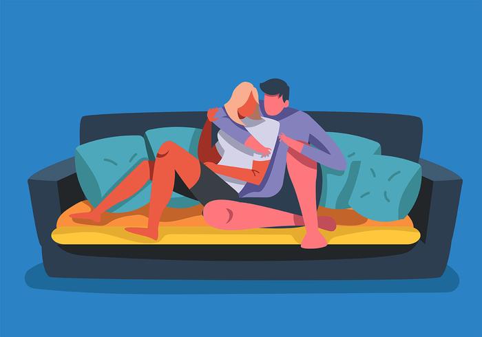 Chill Couple on The Couch vector