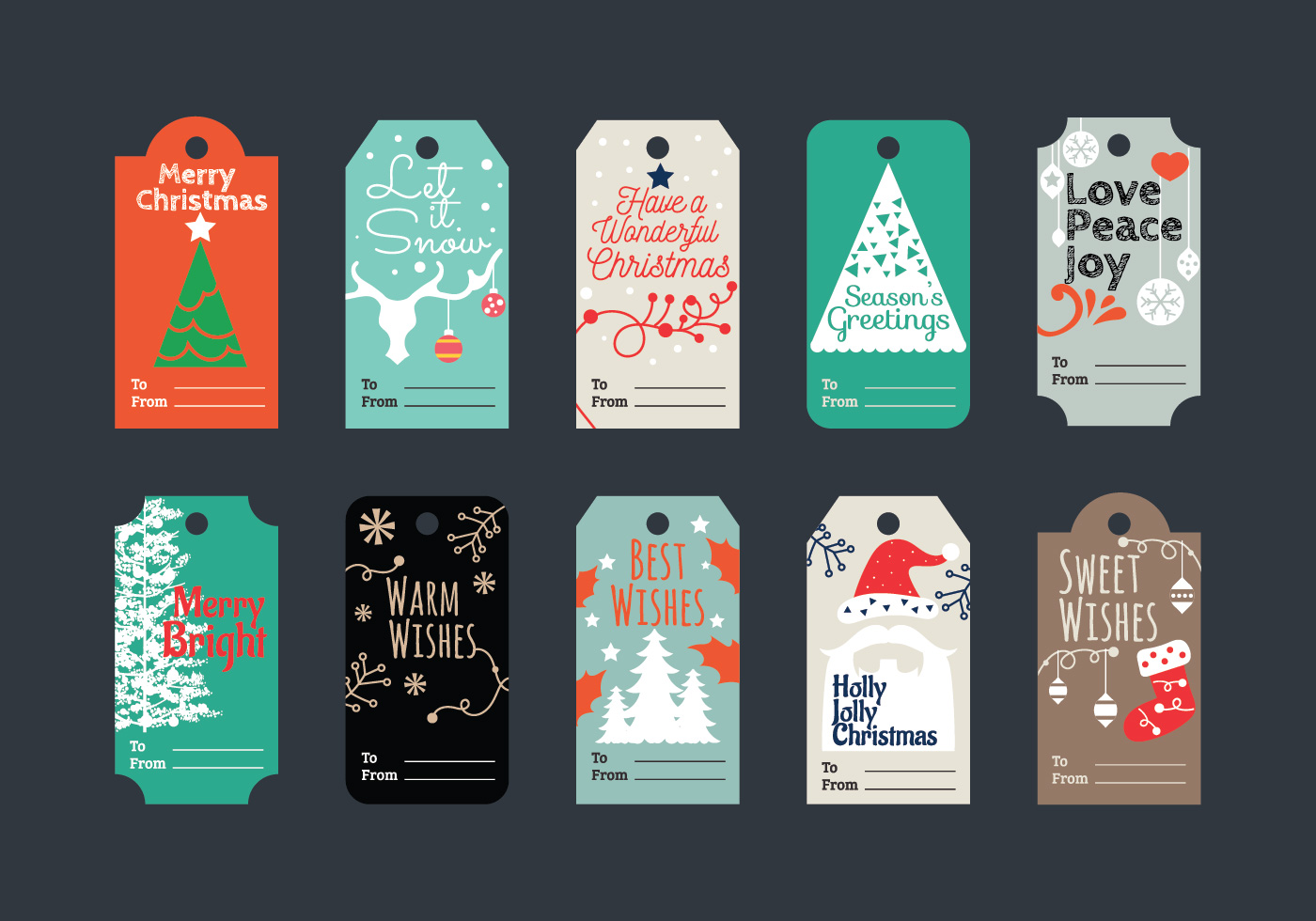Minimalist and Beautiful Set of Christmas Gift Tags for Holiday