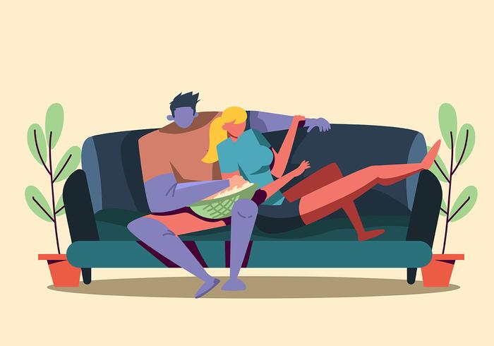 Chill Couple on The Couch vector