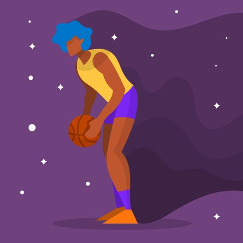 Flat Modern Basketball Player Vector Illustration