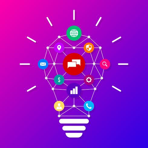 Creative Light Bulb With Drawing Business Strategy Plan Concept Idea Vector Illustration