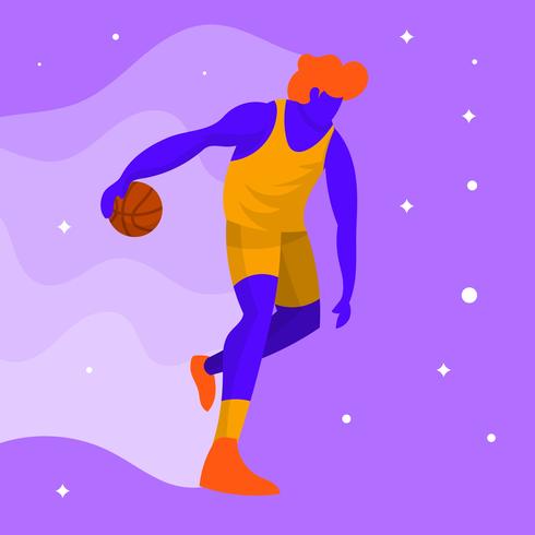 Flat Modern Basketball Player Vector Illustration