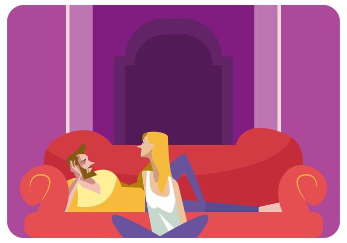 Romantic Couple in Sofa Vector