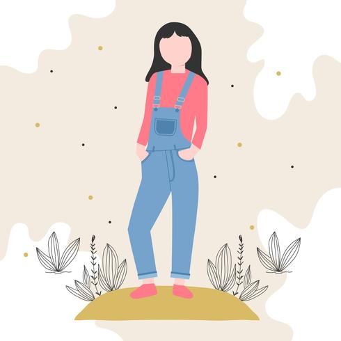 Model In Overalls Vector