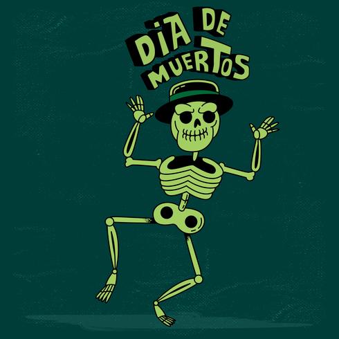 Cute Skeletons Dance Isolated On Dark Grunge Background vector