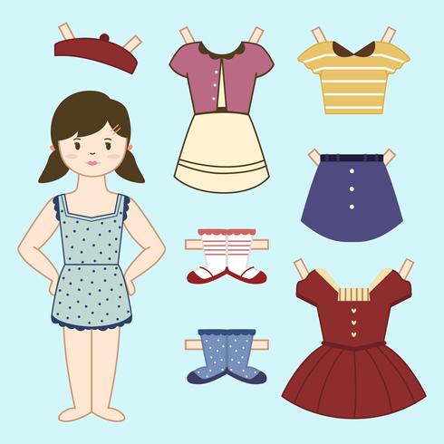 Vintage Paper Doll Vector