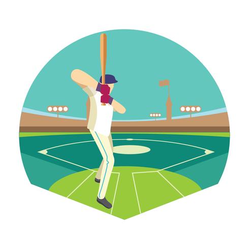 Baseball Player in Action on the Stadium or Baseball Park vector