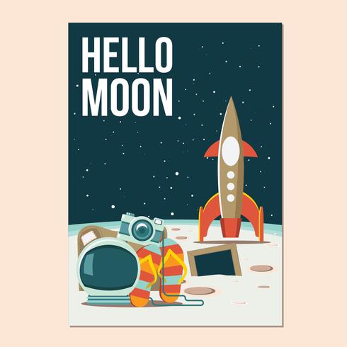 Hello Moon or Let's Go to the Space Illustration vector