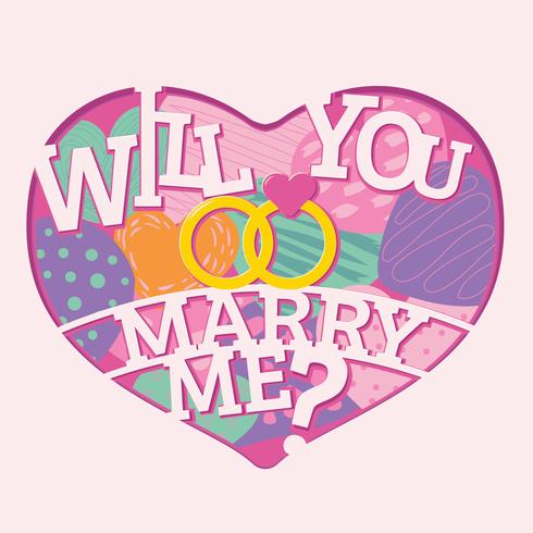 Will You Marry Me Lettering with Craft Paper Style vector