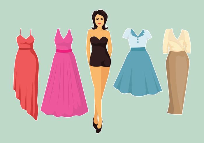 Vintage Paper Dolls Illustration vector