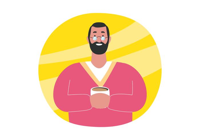 Bearded Man Holding Coffee vector