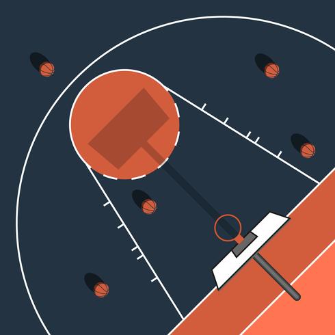 Cancha de baloncesto al aire libre simple ilustración plana vector