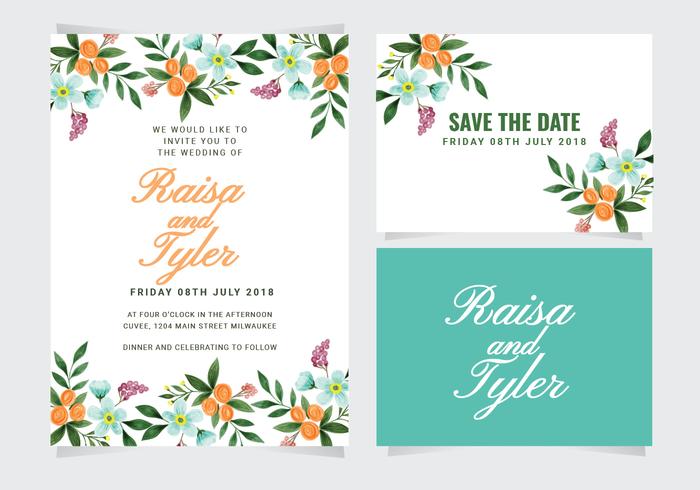 Vector Colorful Wedding Invitation