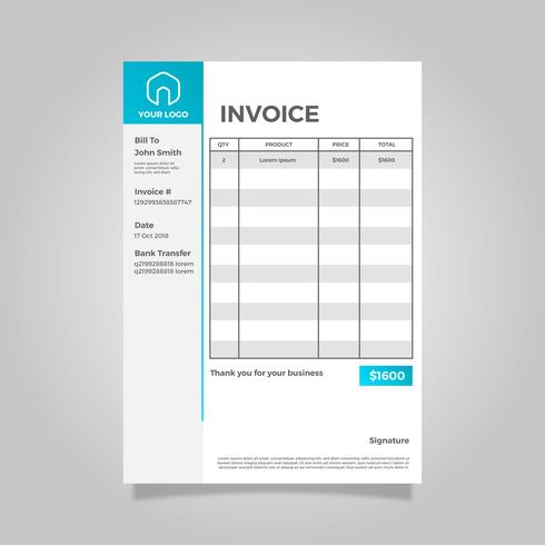 Flat Minimalist Invoice Vector Template
