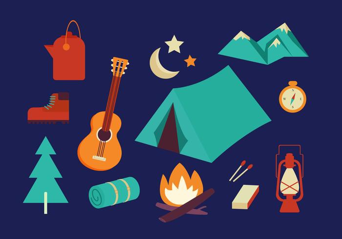 Camping icono plana vector