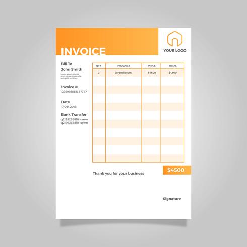Flat Modern Clean Invoice Vector Template.