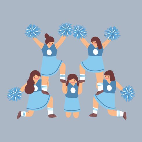 Cheerleaders In The Middle Of a Practice vector