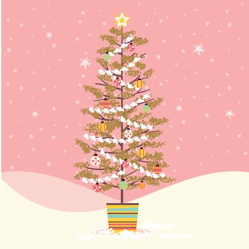 Decorated mid-century Christmas Tree  Retro Style vector