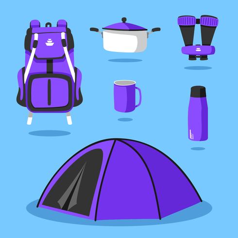 Camping Equipment Supplies Knolling Vector