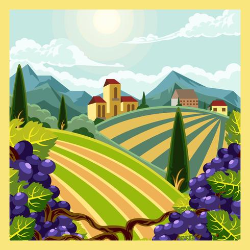 Vineyard Scene Badge vector