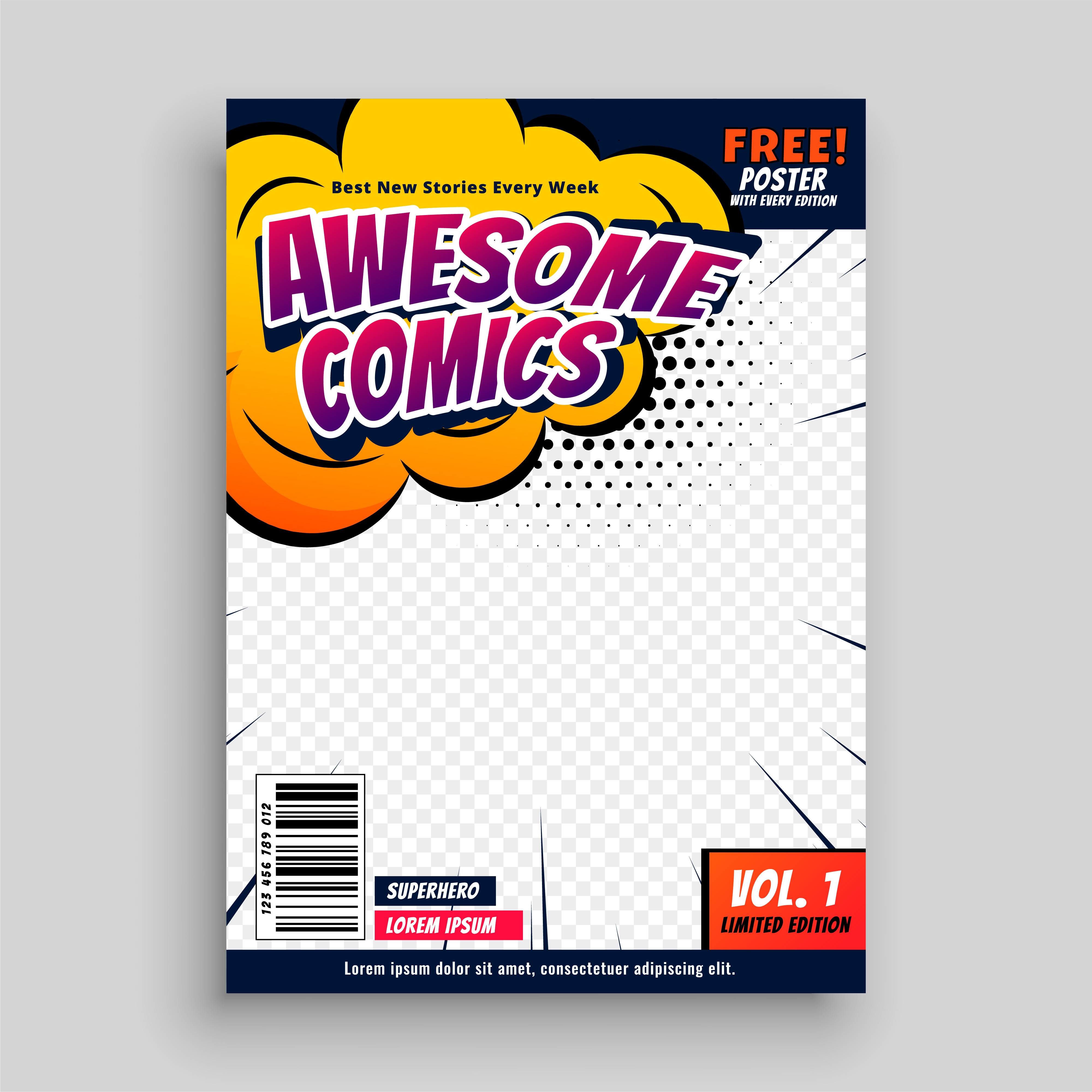 awesome comic book cover page design template - Download Free Vector