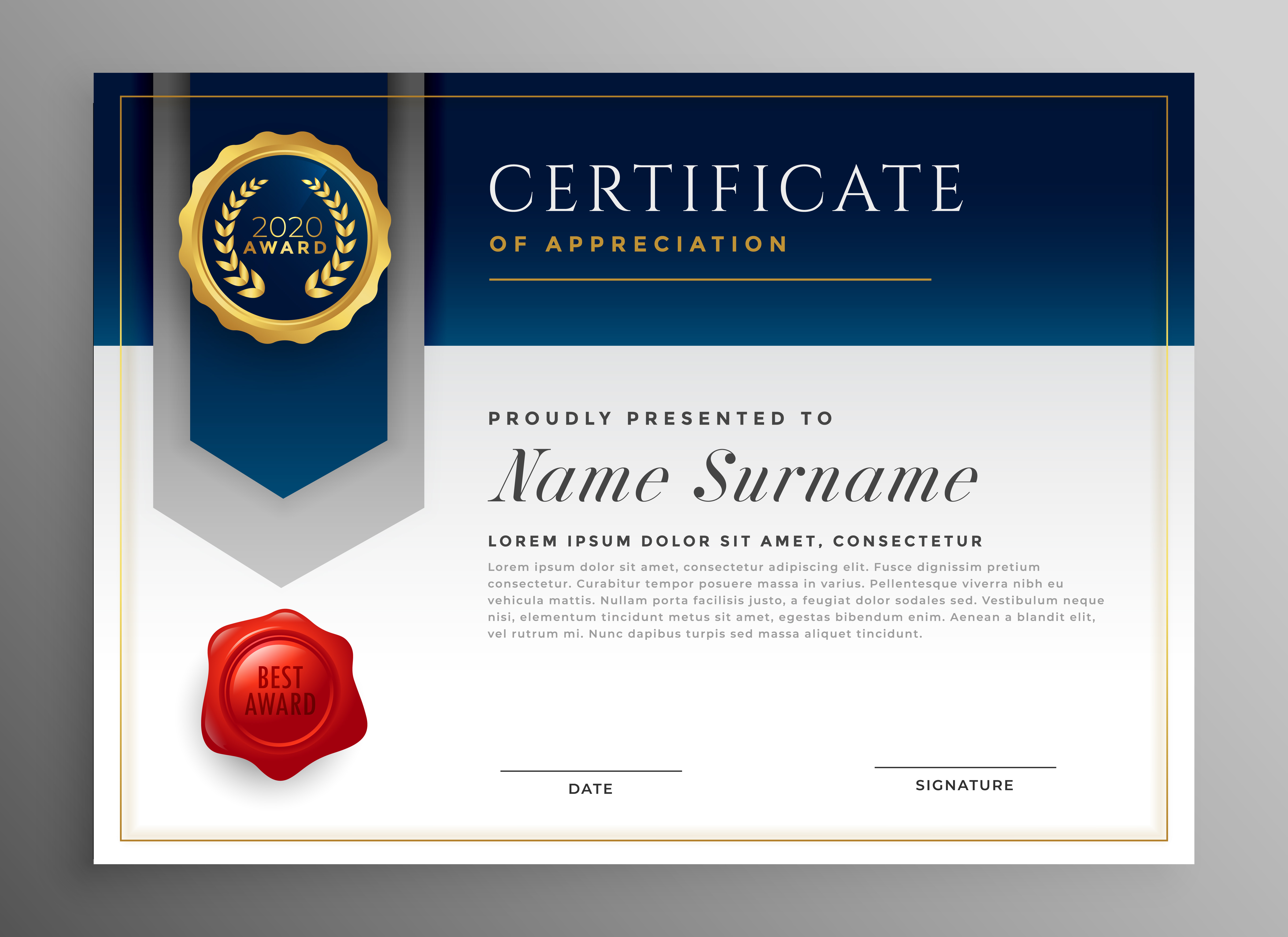 professional blue certificate template design - Download Free Vector ...