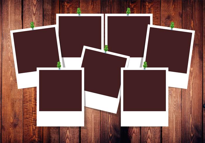 Photo Collage on Wood Background - Download Free Vectors, Clipart