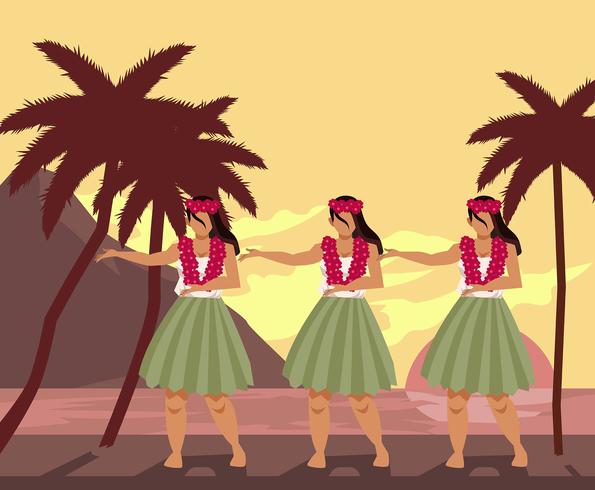 Bailarines hawaianos vectoriales vector