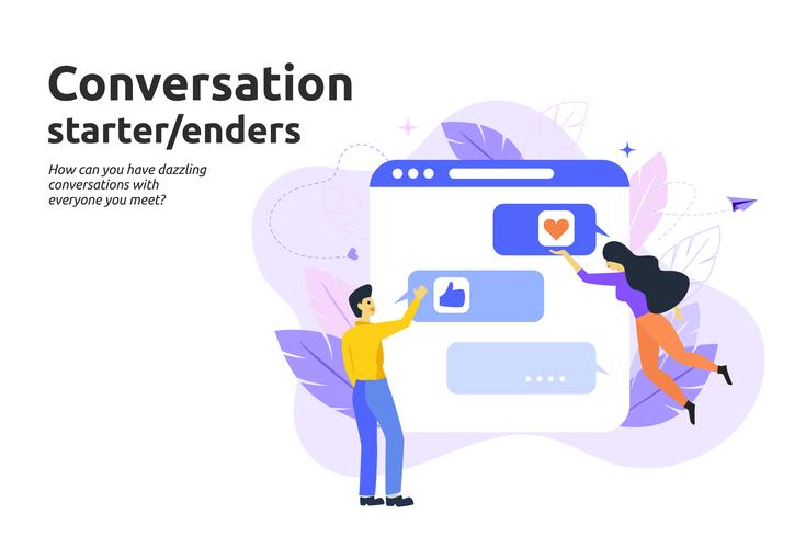 Conversation start and enders concept. Man and woman text messag vector