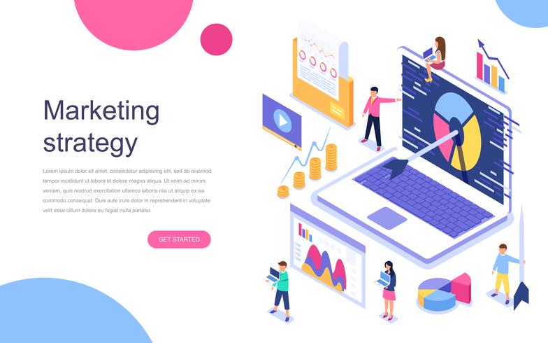 Isometric Marketing Strategy Web Banner vector