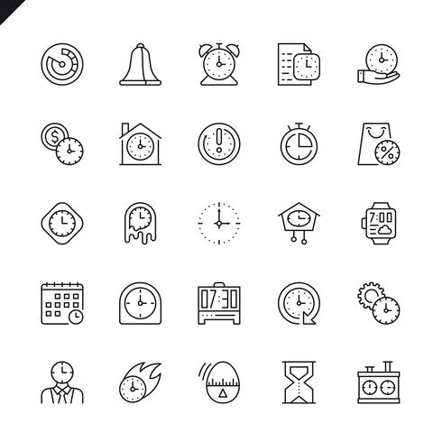 Thin line time icons set vector