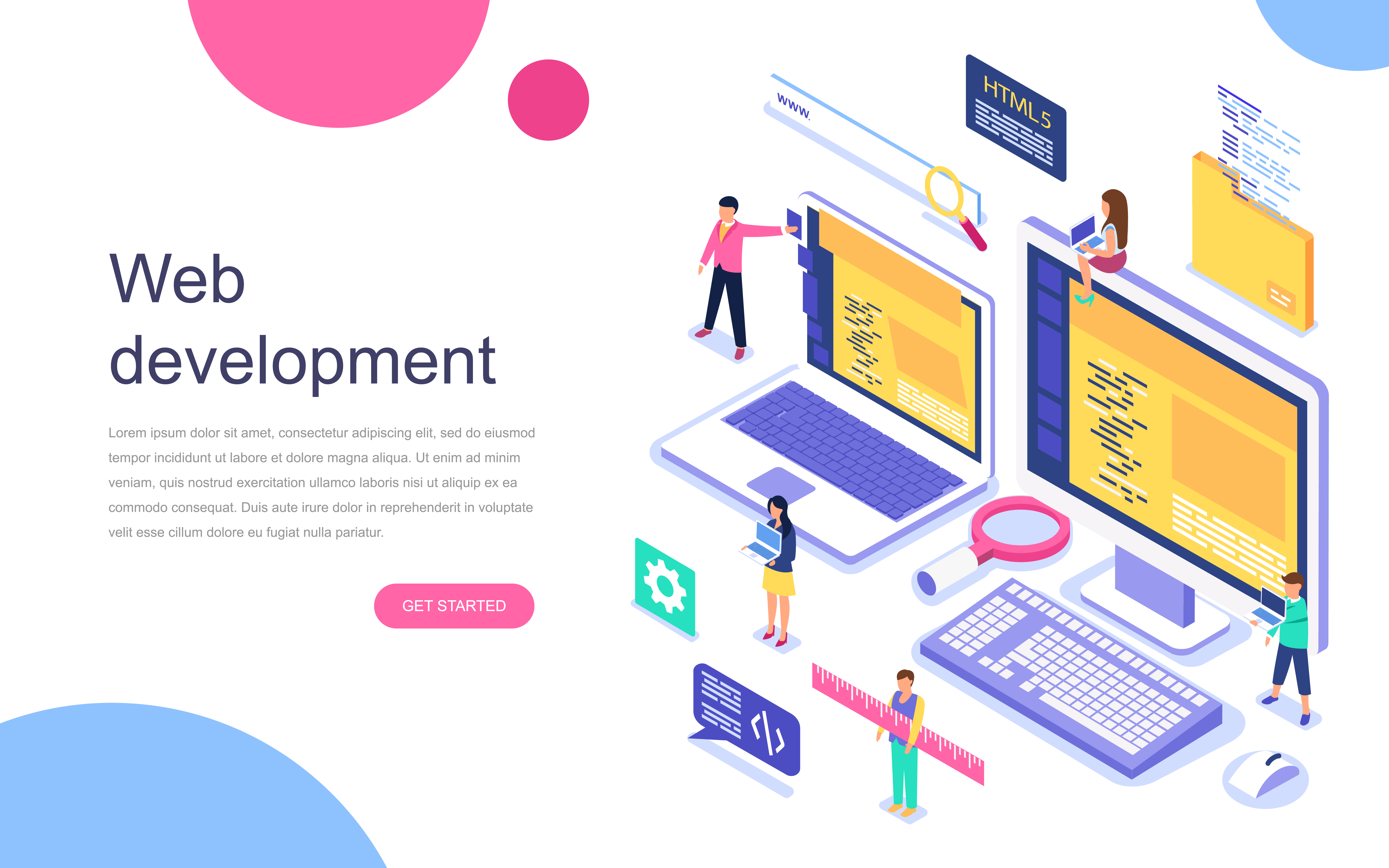 Download Isometric Website Development Web Banner 260777 Vector Art ...