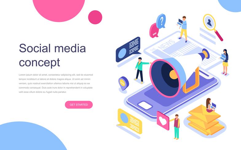Isometric Social Media Web Banner vector