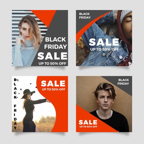 Flat Modern Black Friday Social Media Post Vector Template