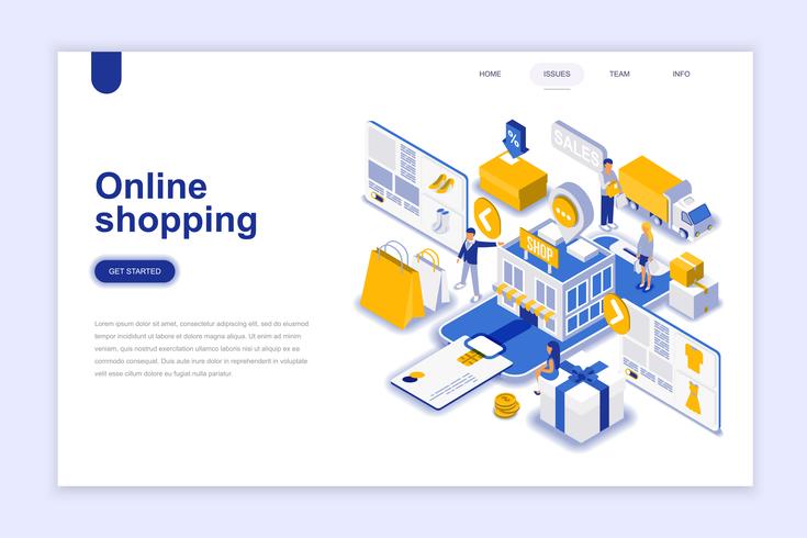 Isometric Online Shopping Web Banner vector