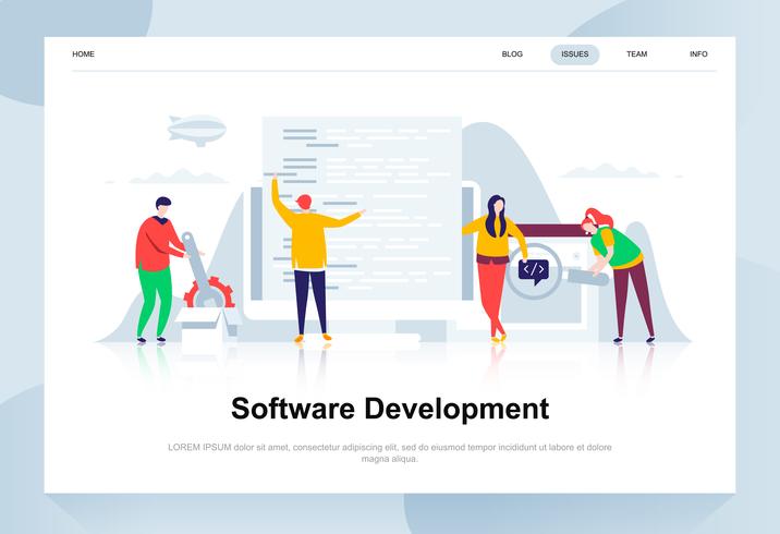 Software Development Flat Design Web Banner vector