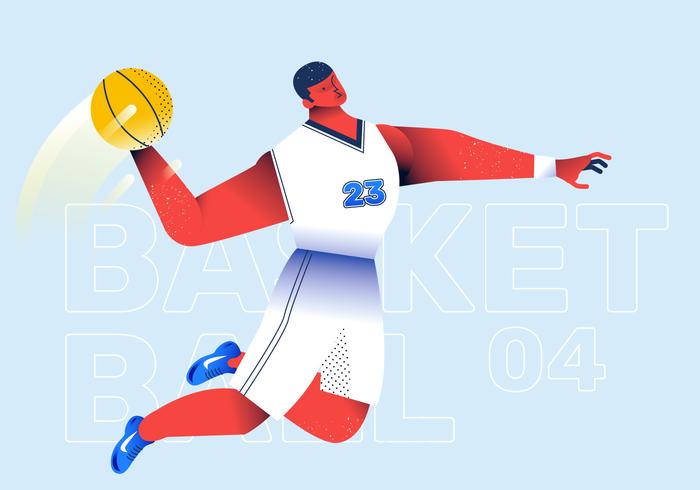 Basketball Player Slam Dunk Vector Illustration