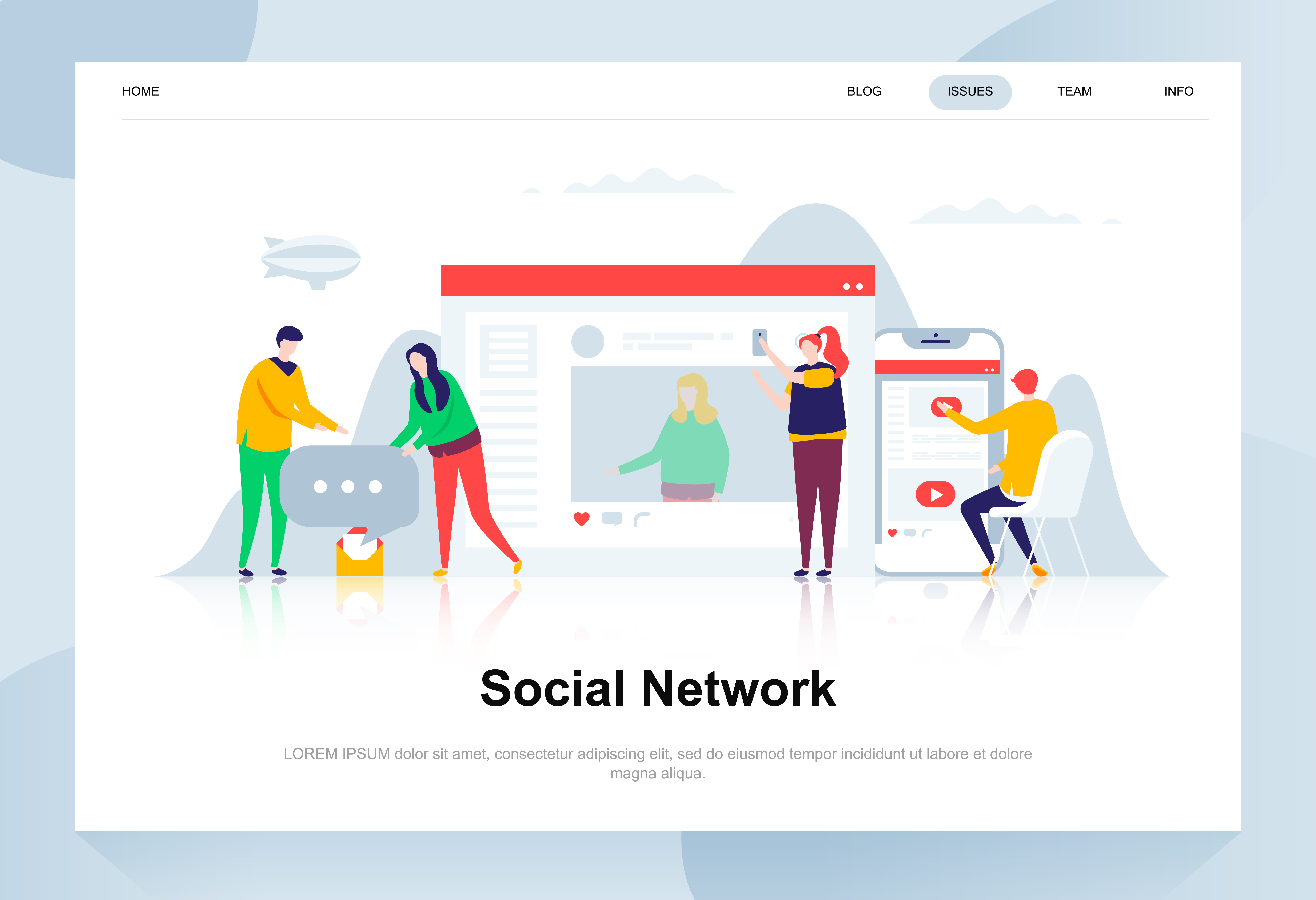 Social network modern flat design concept. Communication and people ...