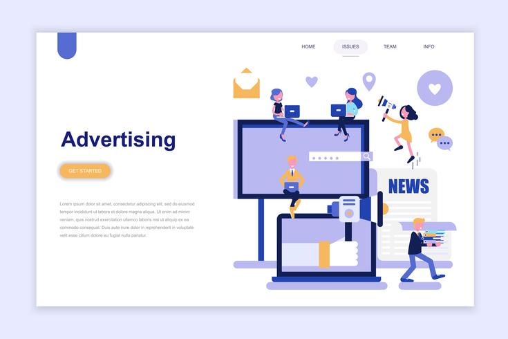 Landing page template of advertising and promotion vector