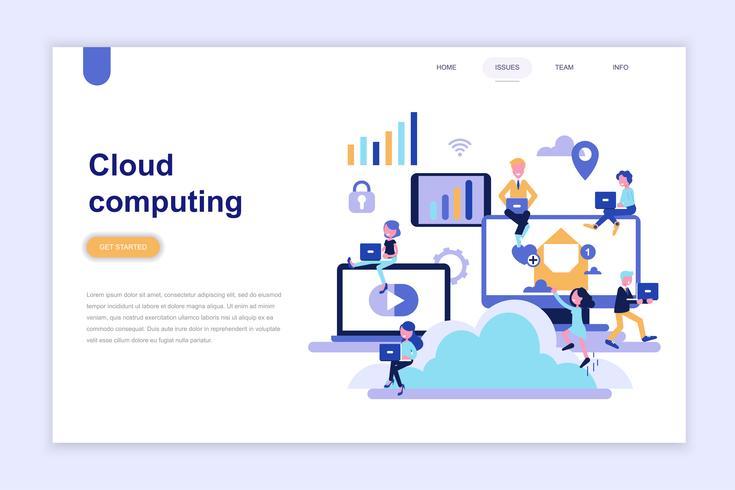 Landing page template of cloud computing vector