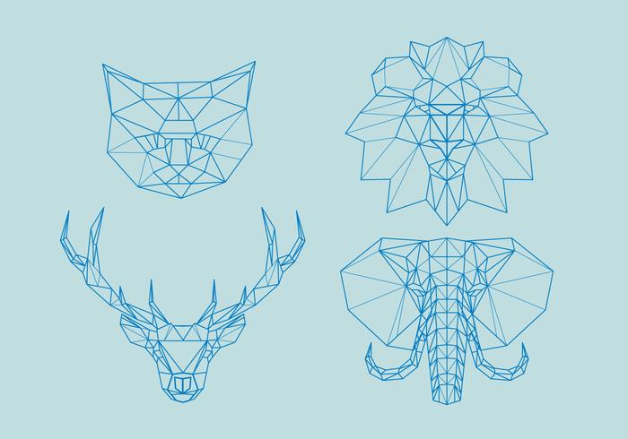 Vector geométrico poligonal contorno animales cabeza